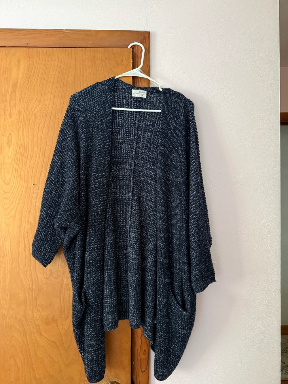 Cozy Open-Front Navy Blue Knit Cardigan